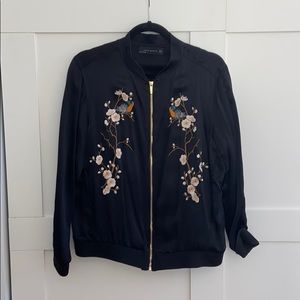 Black bomber jacket with embroidery
